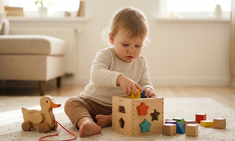 Igračke koje podstiču razvoj motorike, poput drvenih umetaljki i sortera, pomažu najmlađima da vežbaju koordinaciju ruku i očiju