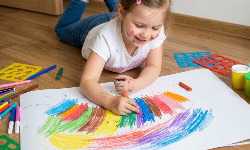 Setovi za crtanje i slikanje koji uključuju veliki blok papira i različite bojice daju detetu neophodan prostor za slobodno izražavanje i podstiču maštu